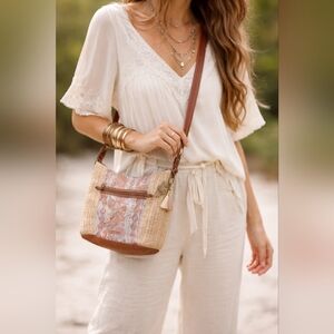 Sakroots Hobo Bag -Sequoia Straw - Sky Spirit Desert Canvas - EUC